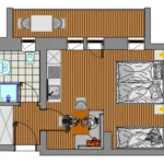 Grundriss vom Studio Reedsee mit Gartenblick und großem Balkon in Bad Gastein