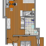 Grundriss Familienzimmer Bockhartsee für 5 Personen mit getrenntem Schlafzimmer und Gartenblick in Bad Gastein